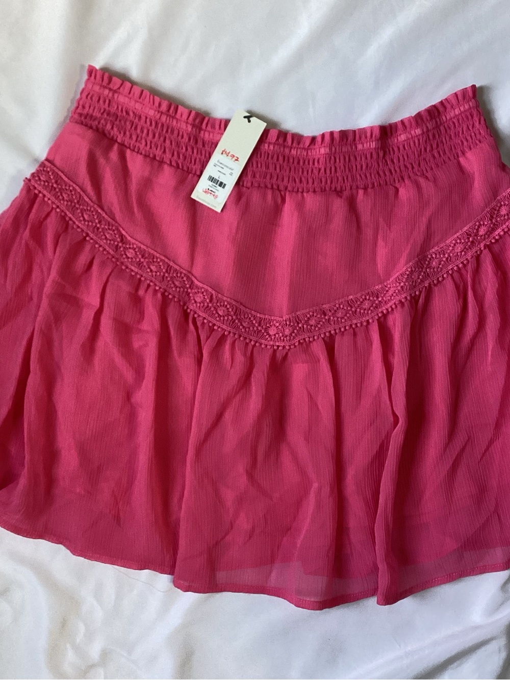 Francesca’s MiAmi Coral Pink Ladies Pull On Embroidered Skirt Size L NWT